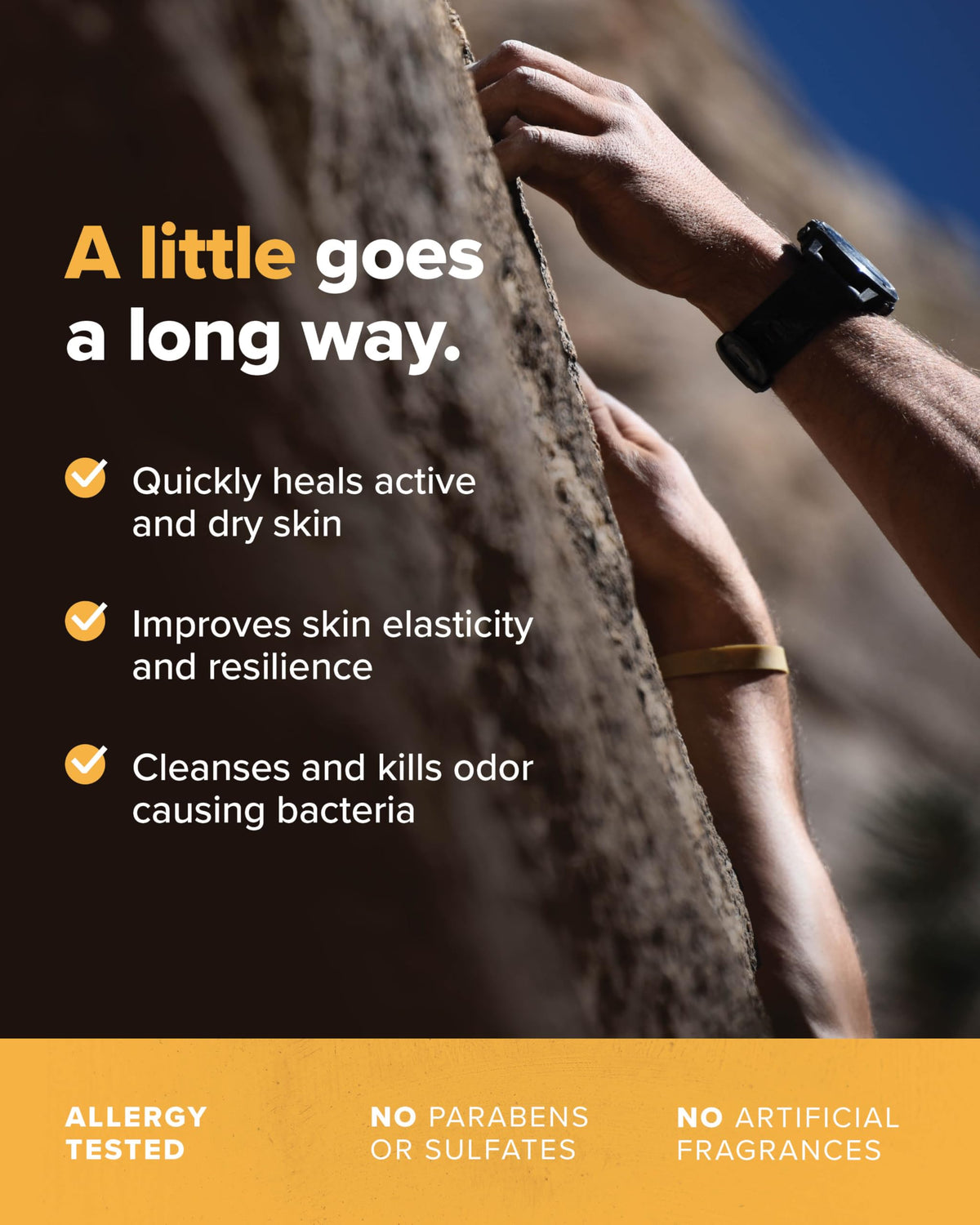 Friction Labs Athletic Hands packaging closeup highlighting allergen-friendly, fragrance-free formula.