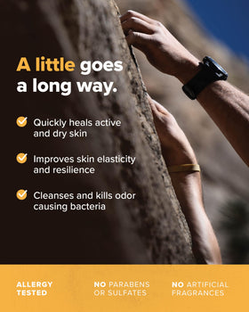 Friction Labs Athletic Hands packaging closeup highlighting allergen-friendly, fragrance-free formula.