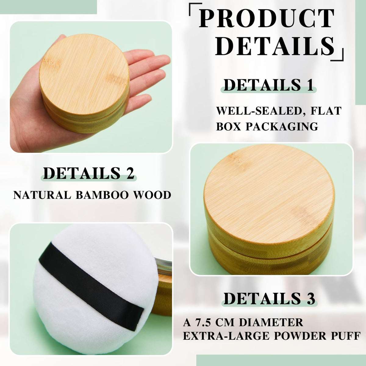 Frienda bamboo cosmetic jar with durable material adds natural elegance.