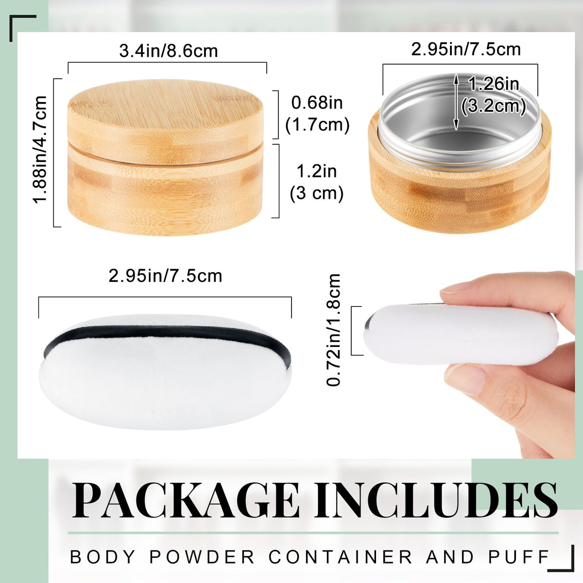 Frienda empty powder container with sifter lid for mess-free makeup.