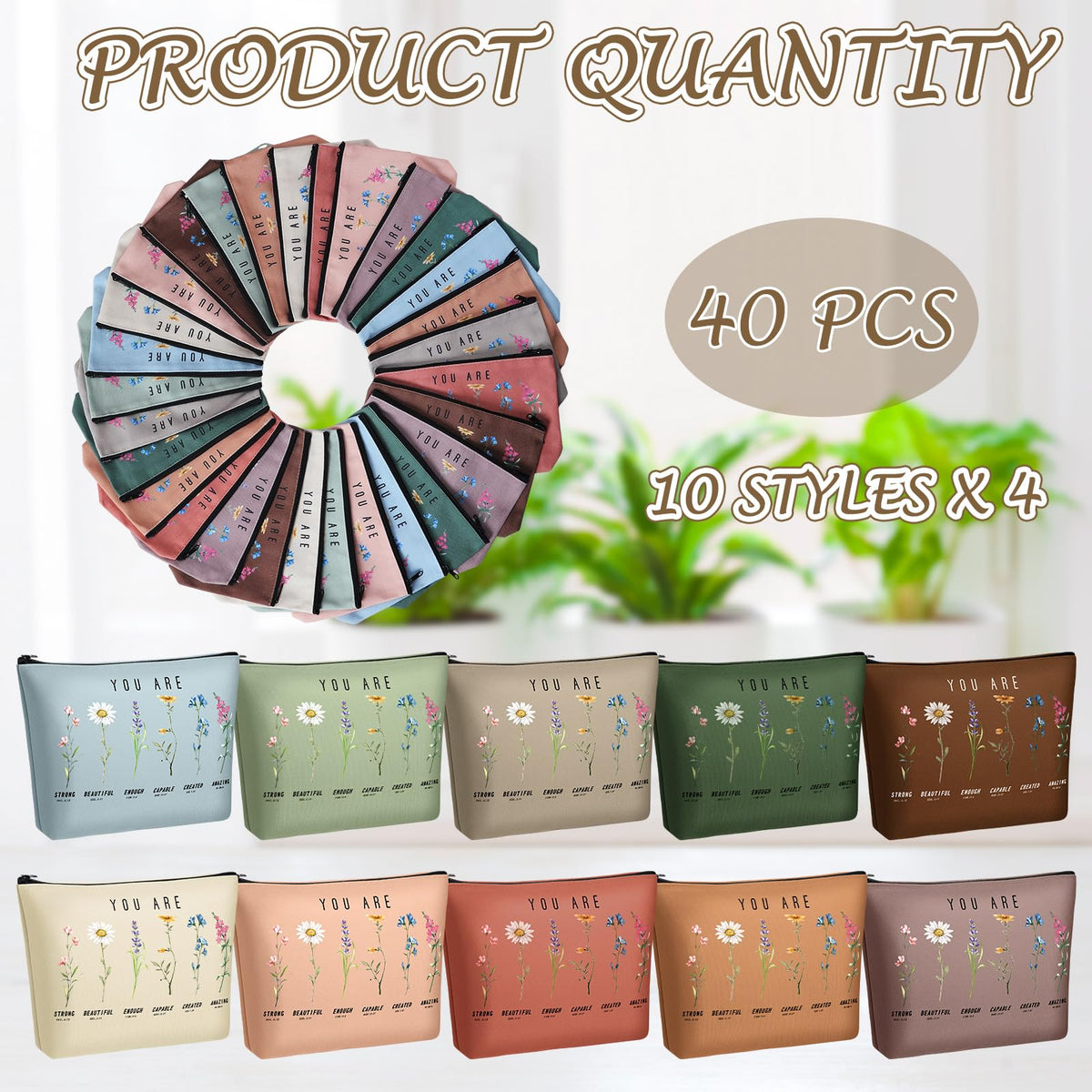 Frienda cosmetic bag with multicolor boho prints for travel and organization
