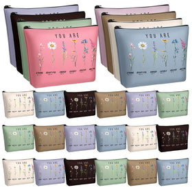 Frienda God Says You Are cosmetic bag with Bible verse and floral design for daily motivation.