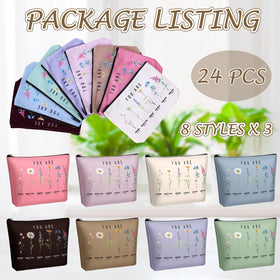 Frienda God Says You Are cosmetic bag with Bible verse and floral design for travel organization.