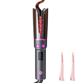 FRLEDM negative ion curling iron front view, travel-friendly design for quick curls
