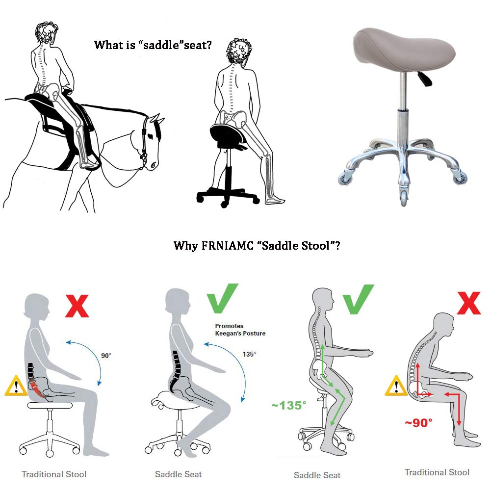 FRNIAMC saddle stool heavy-duty aluminum legs provide sturdy support