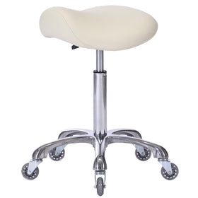 FRNIAMC saddle stool angled-front view promotes ergonomic posture during work