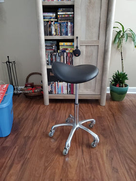 FRNIAMC saddle stool beige finish fits modern interiors