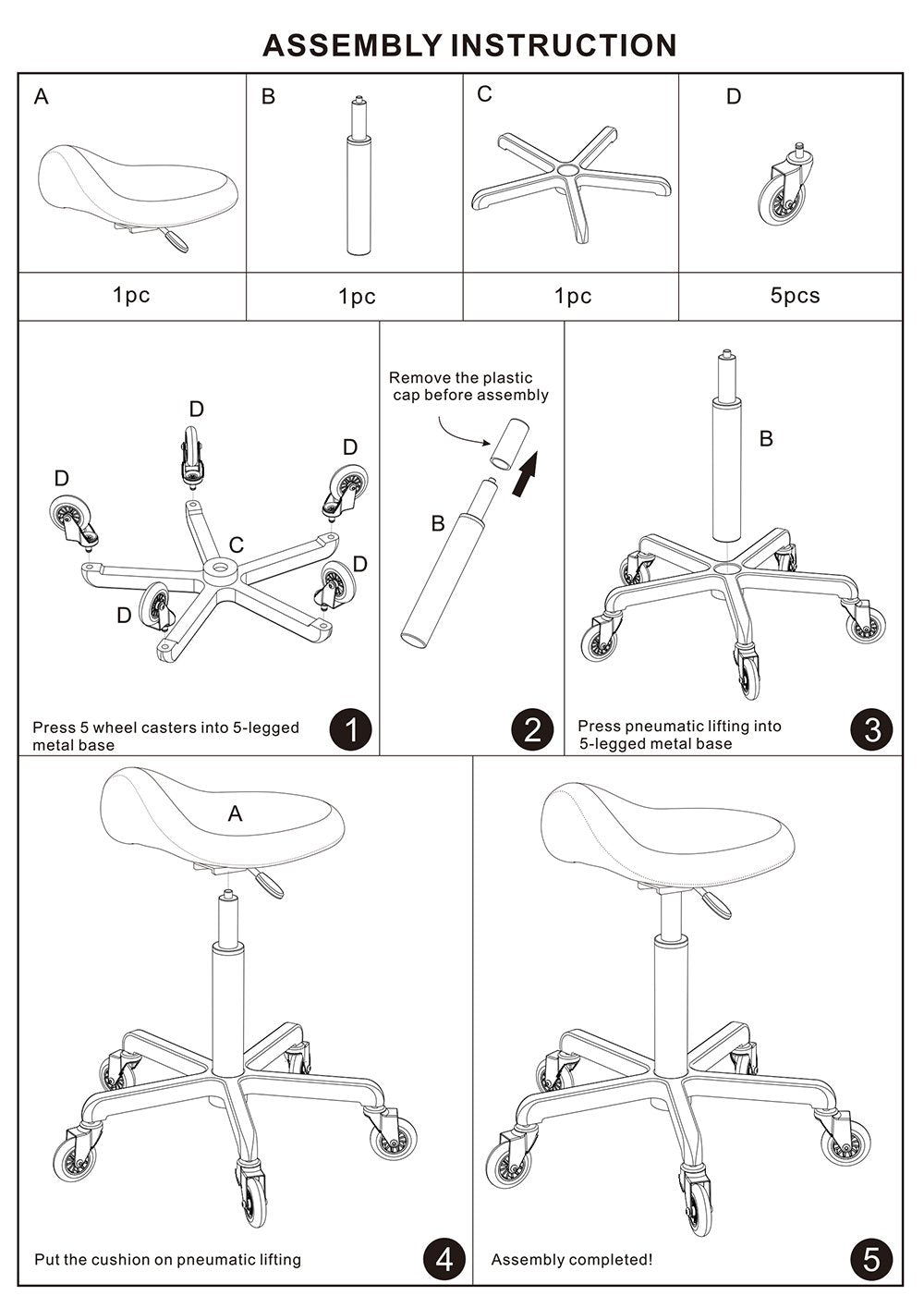 FRNIAMC saddle stool nylon casters glide quietly on any floor