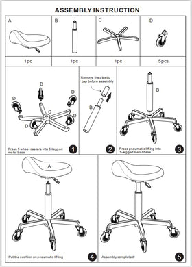 FRNIAMC saddle stool green, assembly process showing easy setup
