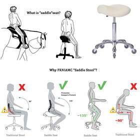 FRNIAMC saddle stool padded leather seat enhances comfort during long sessions