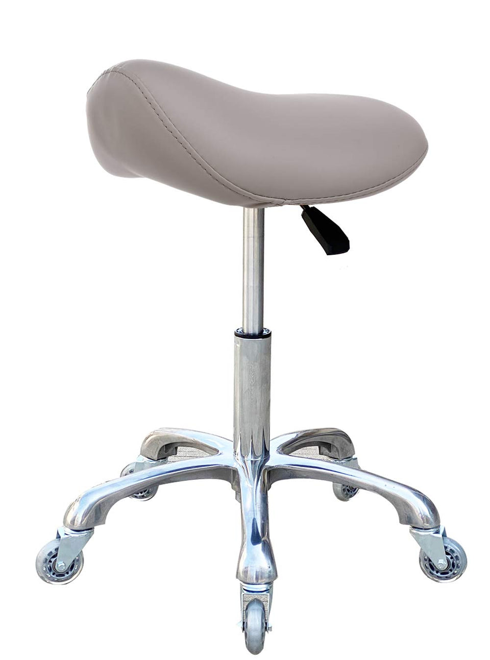 FRNIAMC saddle stool seat close-up highlighting soft padded leather for comfort