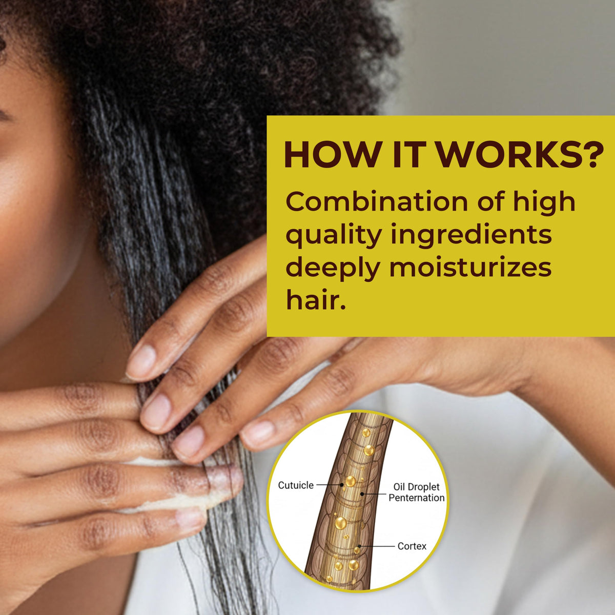 Applying Fro Butter Emu Oil Hair Moisturizer on curls for manageability