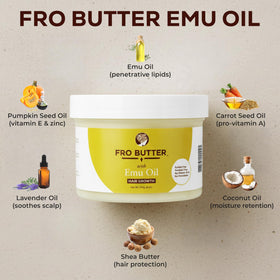 Close-up of pumpkin and carrot oils in Fro Butter Emu Oil Hair Moisturizer