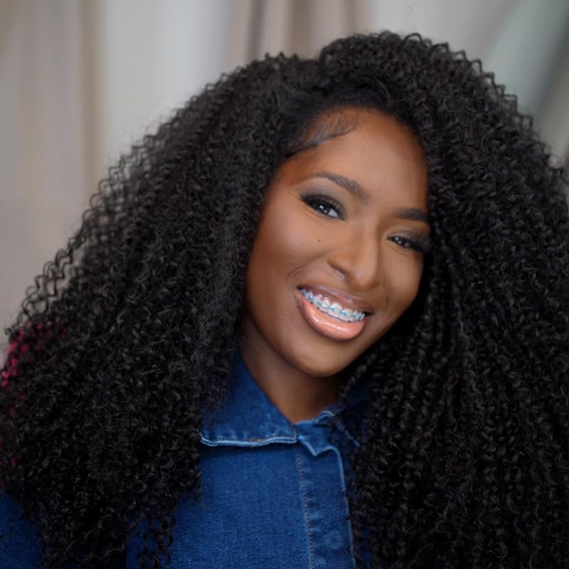 Frodio kinky curly half wig natural scalp edge close-up highlights seamless blend.