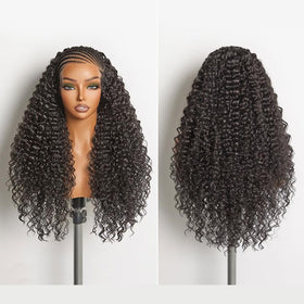 Frodio Veralux fiber braided cornrow wig with water-wave texture shows natural movement and shine