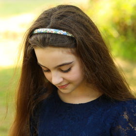 FROG SAC glitter-mermaid-floral-headbands-blue coordinates with summer outfits