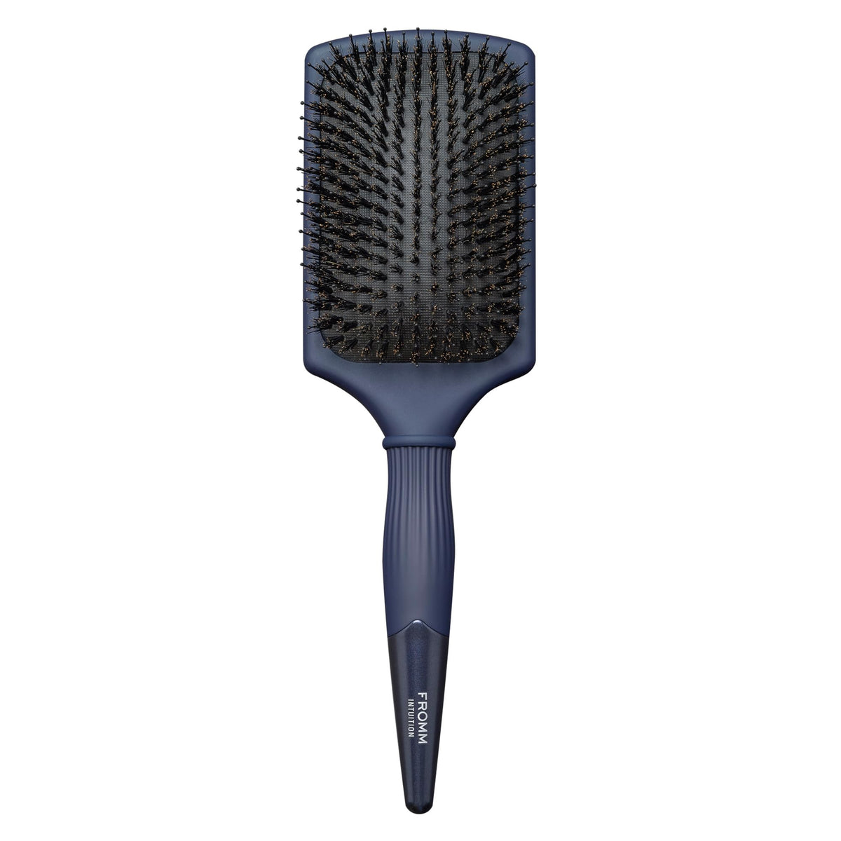 Fromm Intuition Glosser paddle brush navy close-up for detangling and shine.