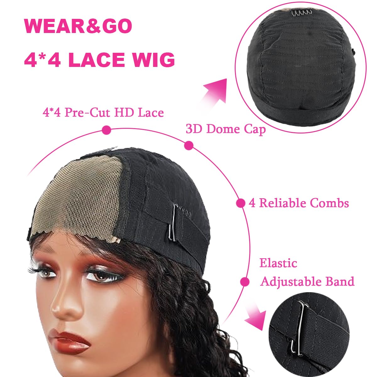 Fronbanis Wear and Go glueless wig bob 8-inch deep-wave texture for voluminous style