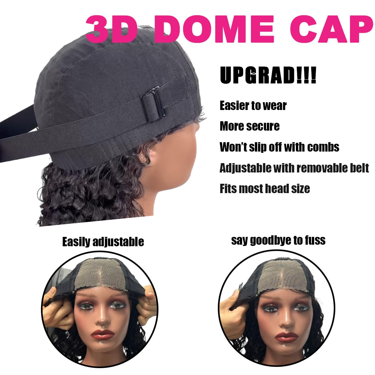 Fronbanis Wear and Go glueless wig bob deep-wave texture closeup showing soft curls