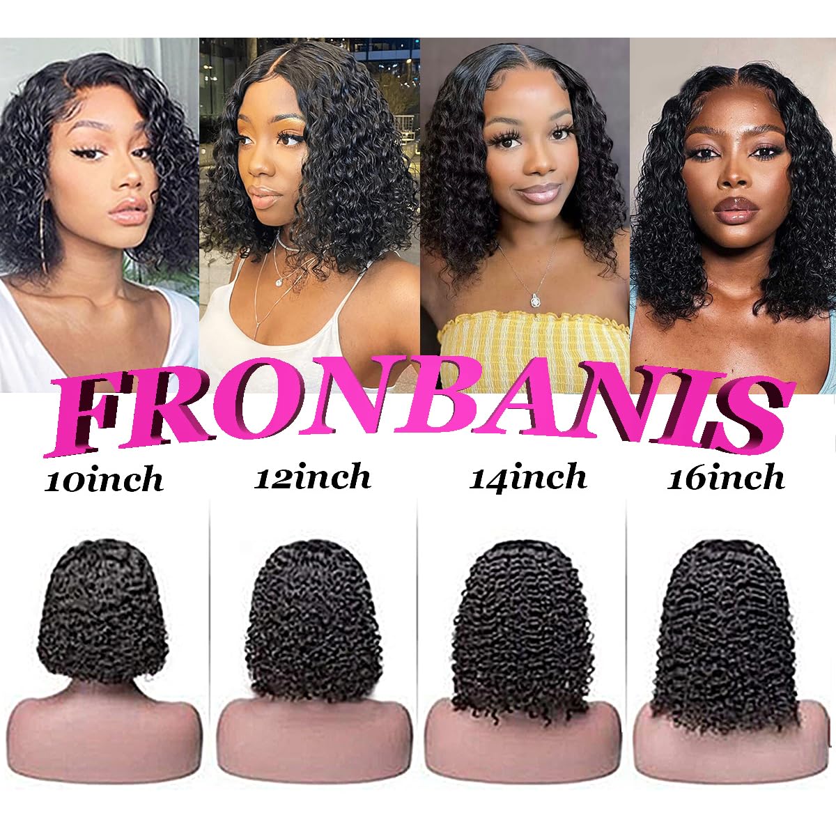 Fronbanis Wear and Go glueless wig bob packaging with headband and cap included