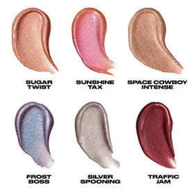 Frost Boss blue lavender duo chrome on eyelid for luminous look.