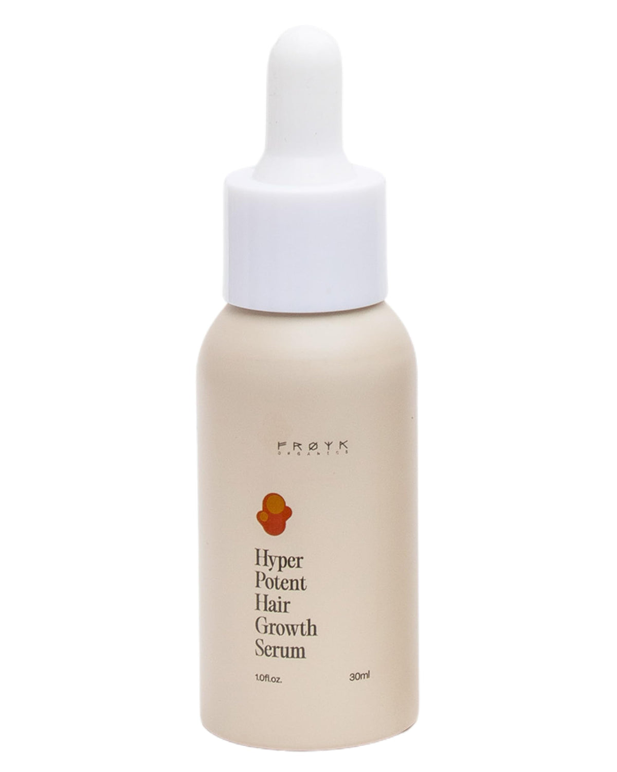 Frøya Hyper Potent Serum bottle close-up for scalp nourishment and healthy-looking hair.
