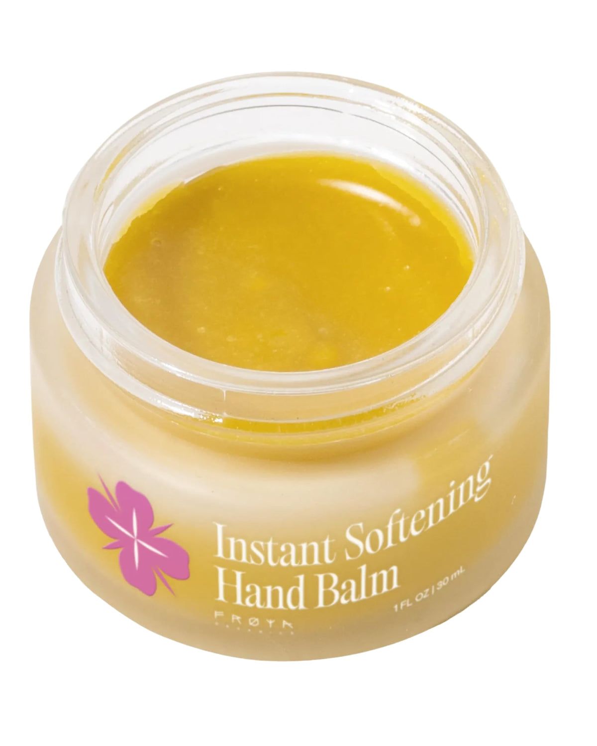 FRØYA Hand Balm bottle shows instant softening for dry hands.