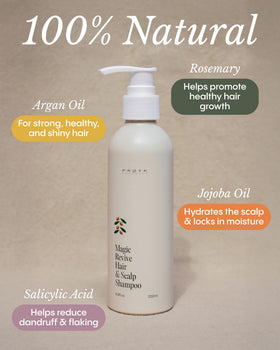 FRØYA Magic Revive Shampoo featuring argan oil for nourishing shine.