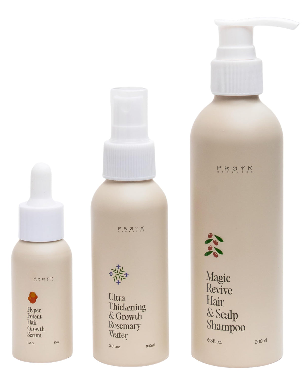 Frøya Organics Magic Revive Shampoo bottle for daily scalp cleansing.