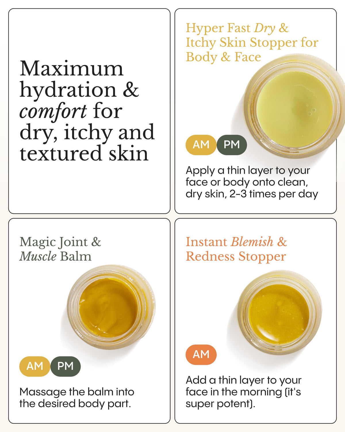 FRØYA soothing balm jar showing calming relief for irritated skin