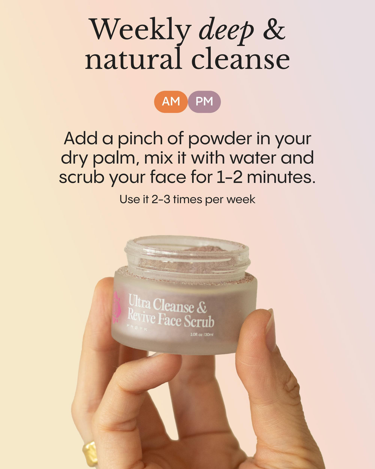 Frøya Organics Ultra Cleanse & Revive apricot kernel powder closeup for resurfacing