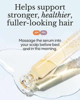 Frøya serum massaged into a dry scalp to reduce irritation and dryness.