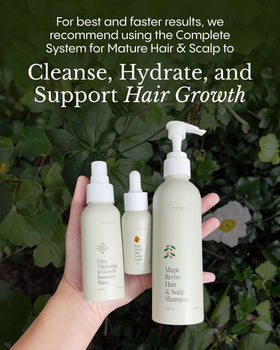 Frøya serum on hair demonstrating added shine and softness.