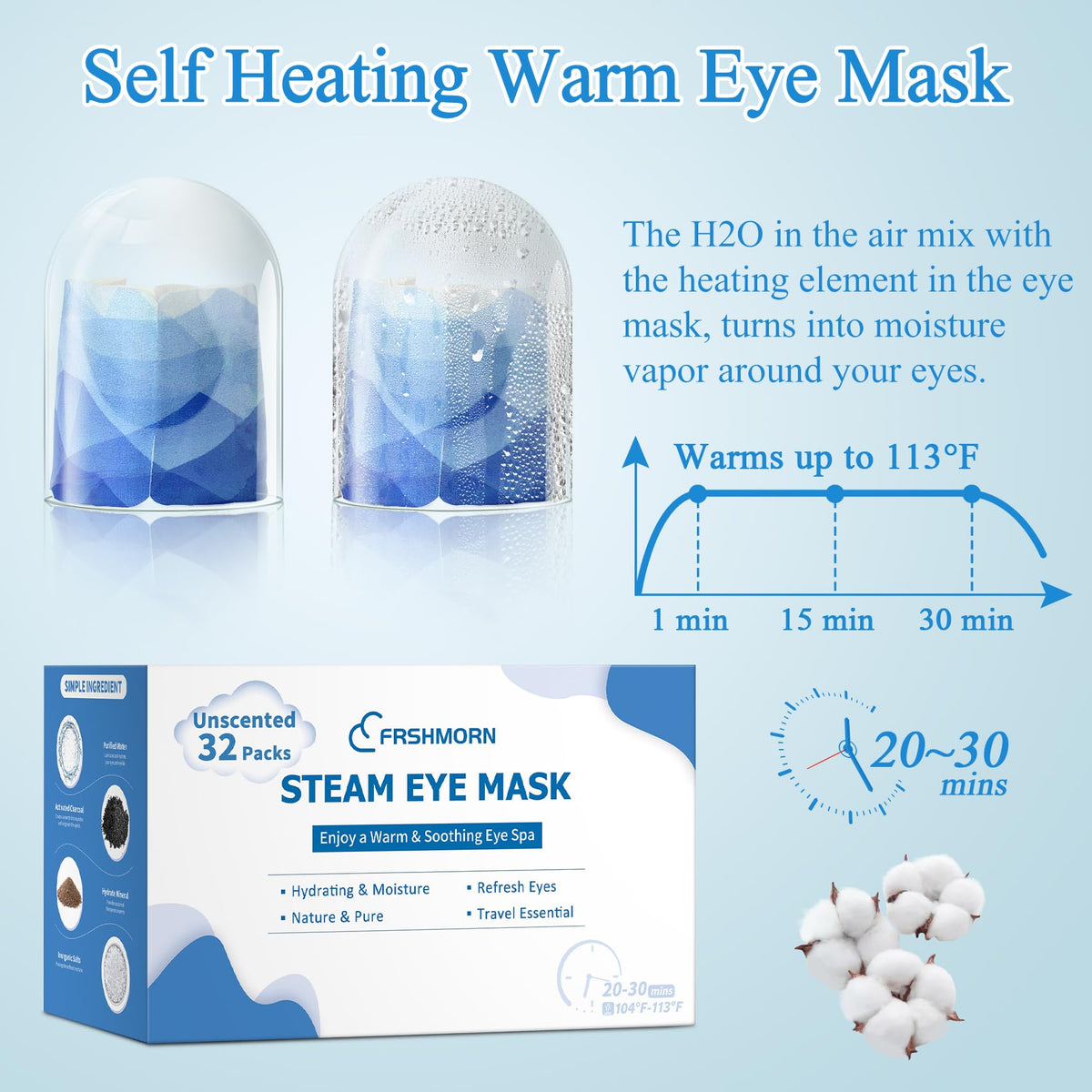 FRSHMORN warm eye mask supports office naps and travel relaxation