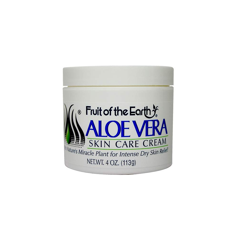 Fruit of the Earth Aloe Vera Cream jar close-up for hydration