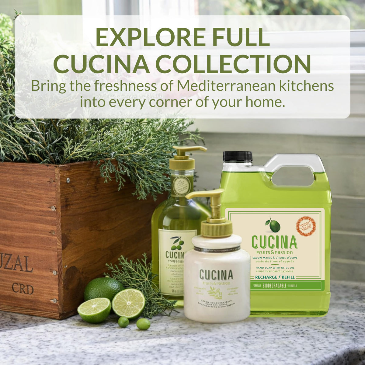 Fruits and Passion Cucina moisturizing suds for soft hands without heavy residue.