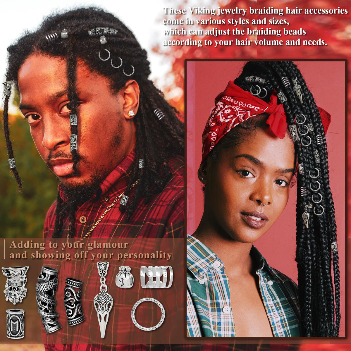 Fscwlmon mixed beard and braid decorations for Nordic looks.