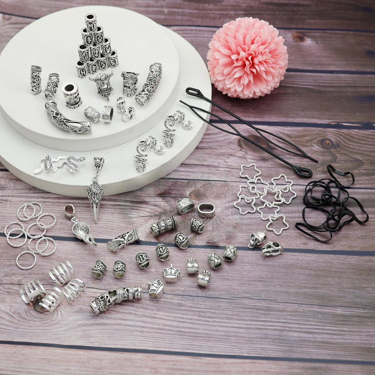 Fscwlmon rubber bands and braiders included for quick styling.