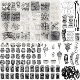 Fscwlmon Viking dreadlock beads in silver tones for stylish hair braids.