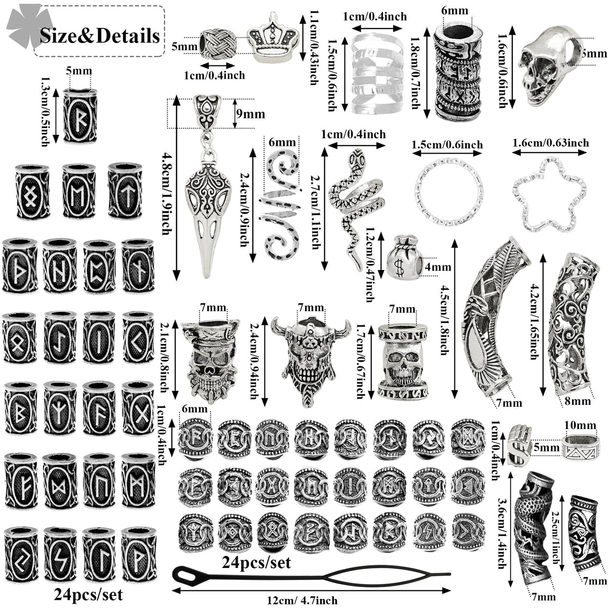 Fscwlmon Viking jewelry kit enhances outfits with subtle shine.