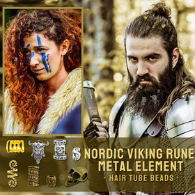 Fscwlmon rune beads for hair or beard styling with Nordic flair.