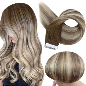 Fshine Full Shine tape-in extensions in 18 inch for natural length and volume.