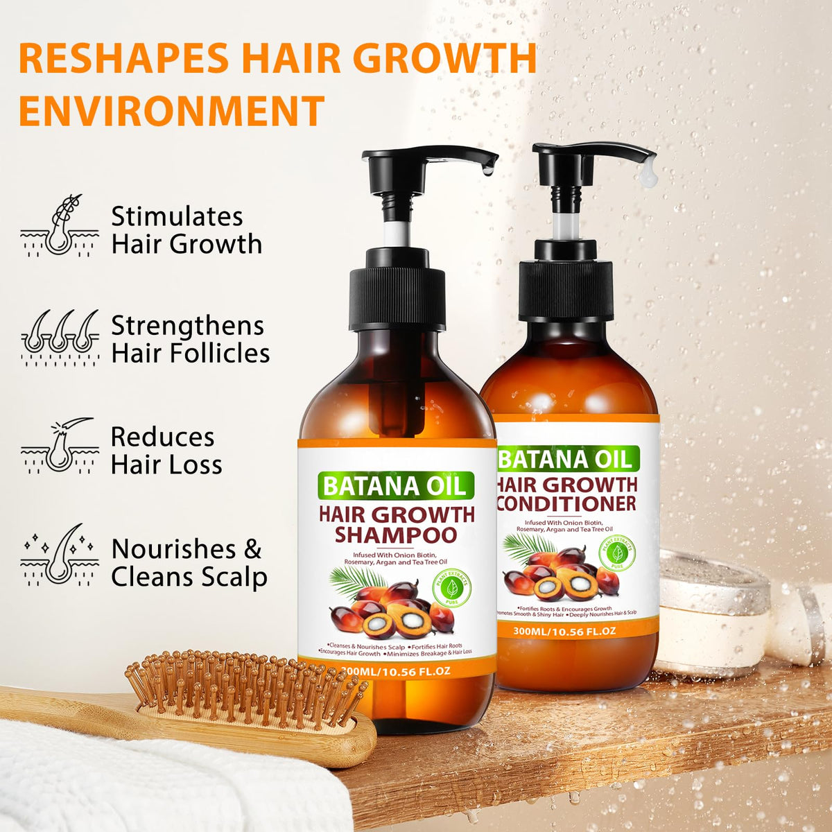 FSLHCY Batana Oil Conditioner bottle supports even distribution and detangling.