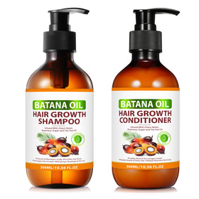 FSLHCY Batana Oil Shampoo bottle promoting invigorated roots and thorough scalp cleansing.