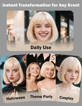 FSLLZCJY short blonde bob transforms looks for parties or cosplay