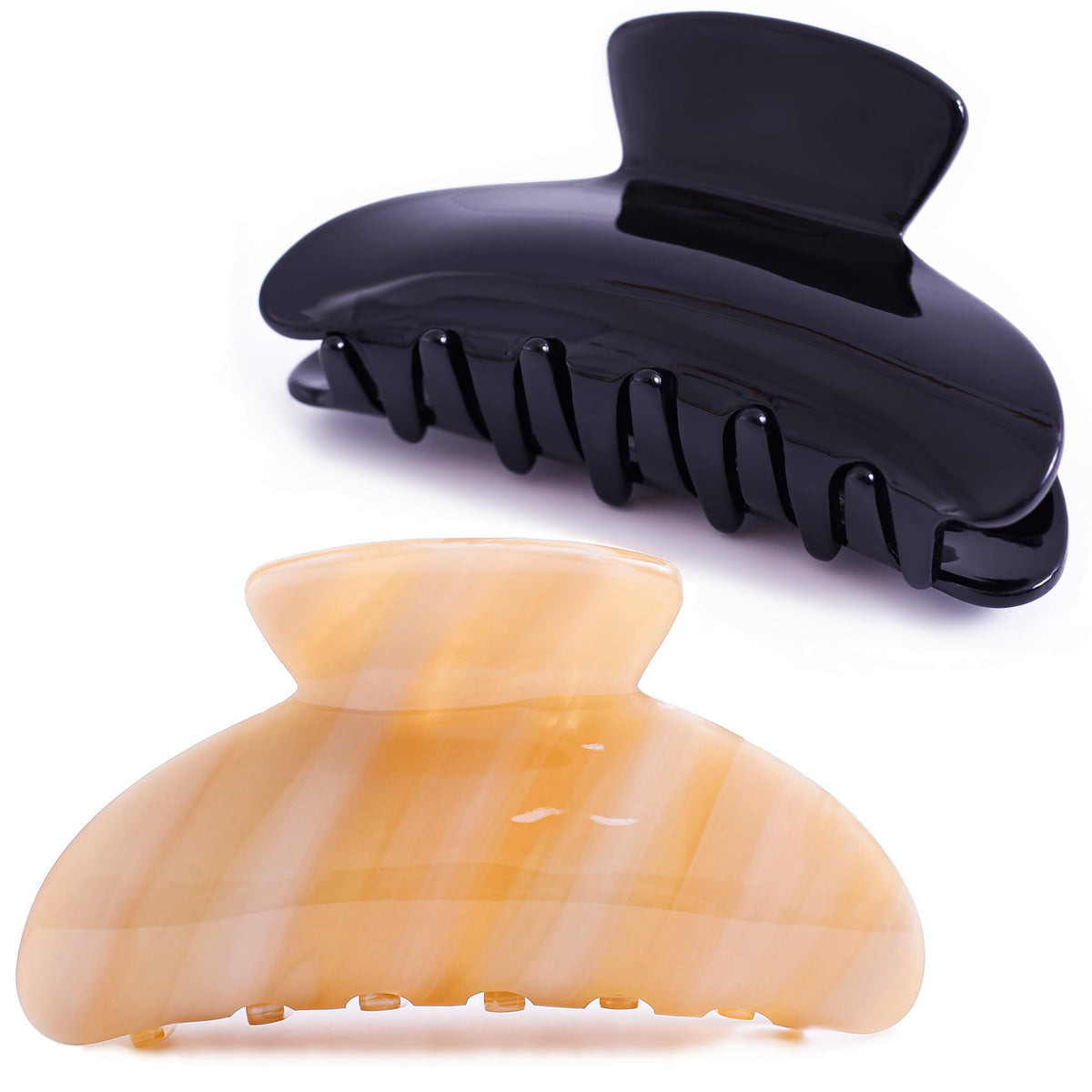 Fsmiling big claw hair clip in black showing secure grip for thick hair