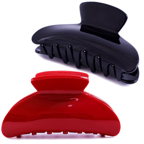 Fsmiling big claw hair clip in black offers secure hold for thick hair.