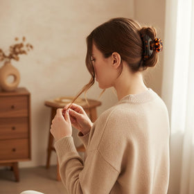 Fsmiling no-slip grip large claw clip prevents slipping during styling.
