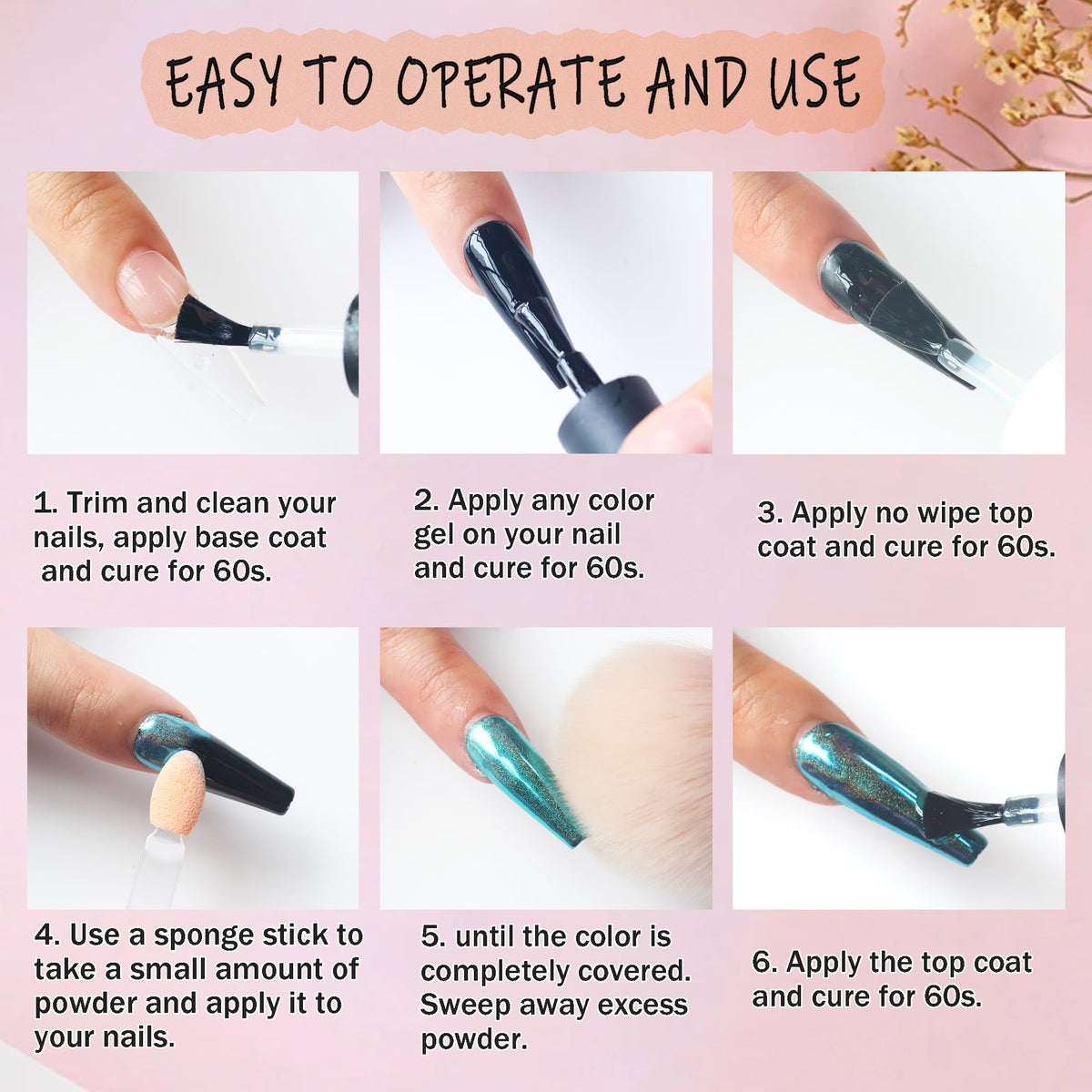 FSpronail long lasting chrome powder finish for gel nails