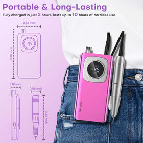 FTOYIN nail drill LCD display shows speed, direction, and battery at a glance.